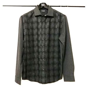 Karl Lagerfeld Paris Long Sleeve Button Down Shirt Grunge Nirvana